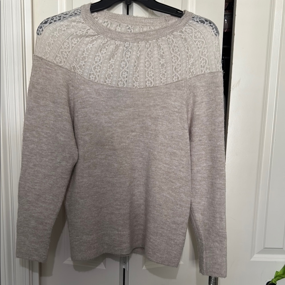 Express Cream Lace Knit Sweater
